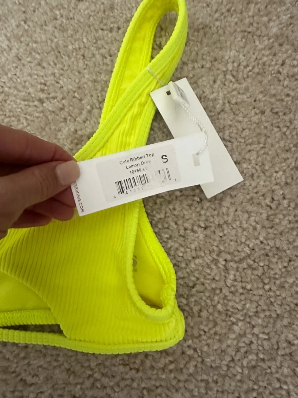NWT frankies bikinis cole‎ ribbed top lemon drop size small